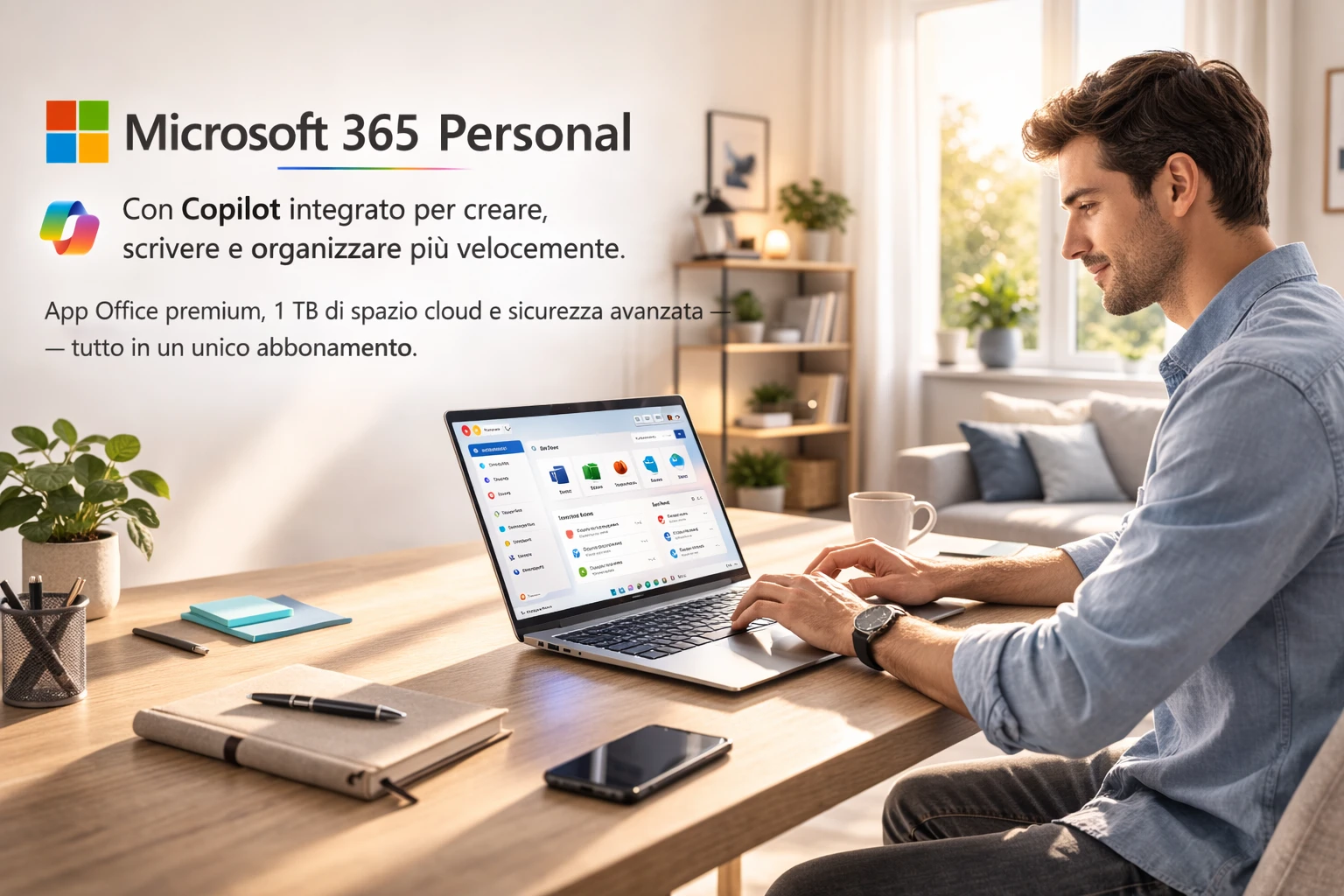 Microsoft 365 Personal — 1 utente, 1TB OneDrive, Copilot AI